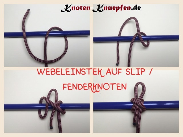 Webeleinstek Mastwurf auf Slip Fenderknoten Anleitung